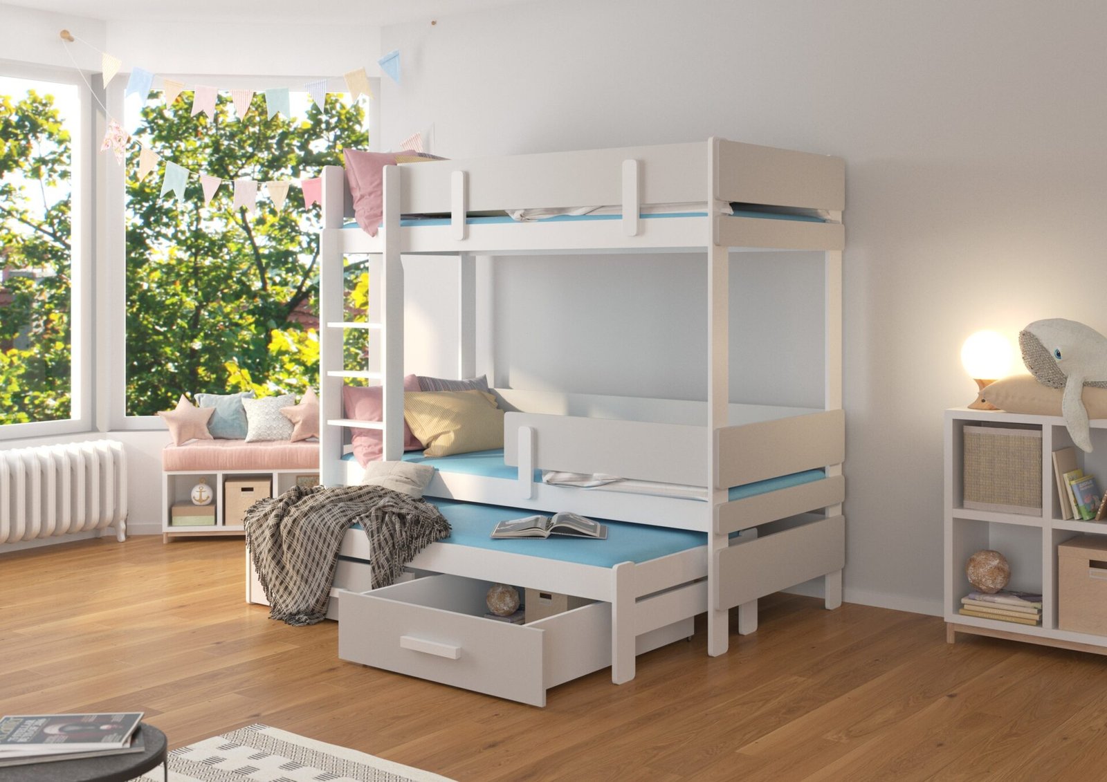 ETAPO triple bunk bed 200x90 white/gray ADRK - Image 2