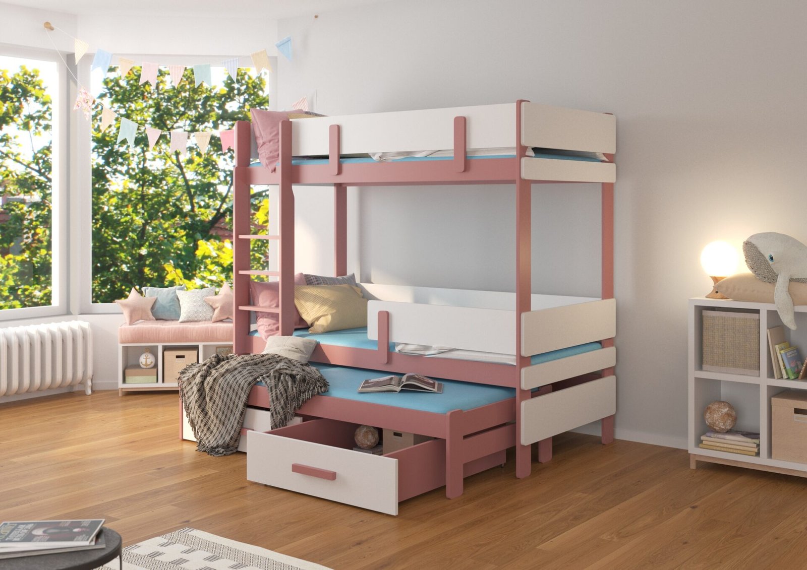 ETAPO triple bunk bed 200x90 pine/white ADRK - Image 2