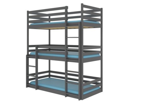 TEDRO triple bunk bed 200×90 graphite color ADRK
