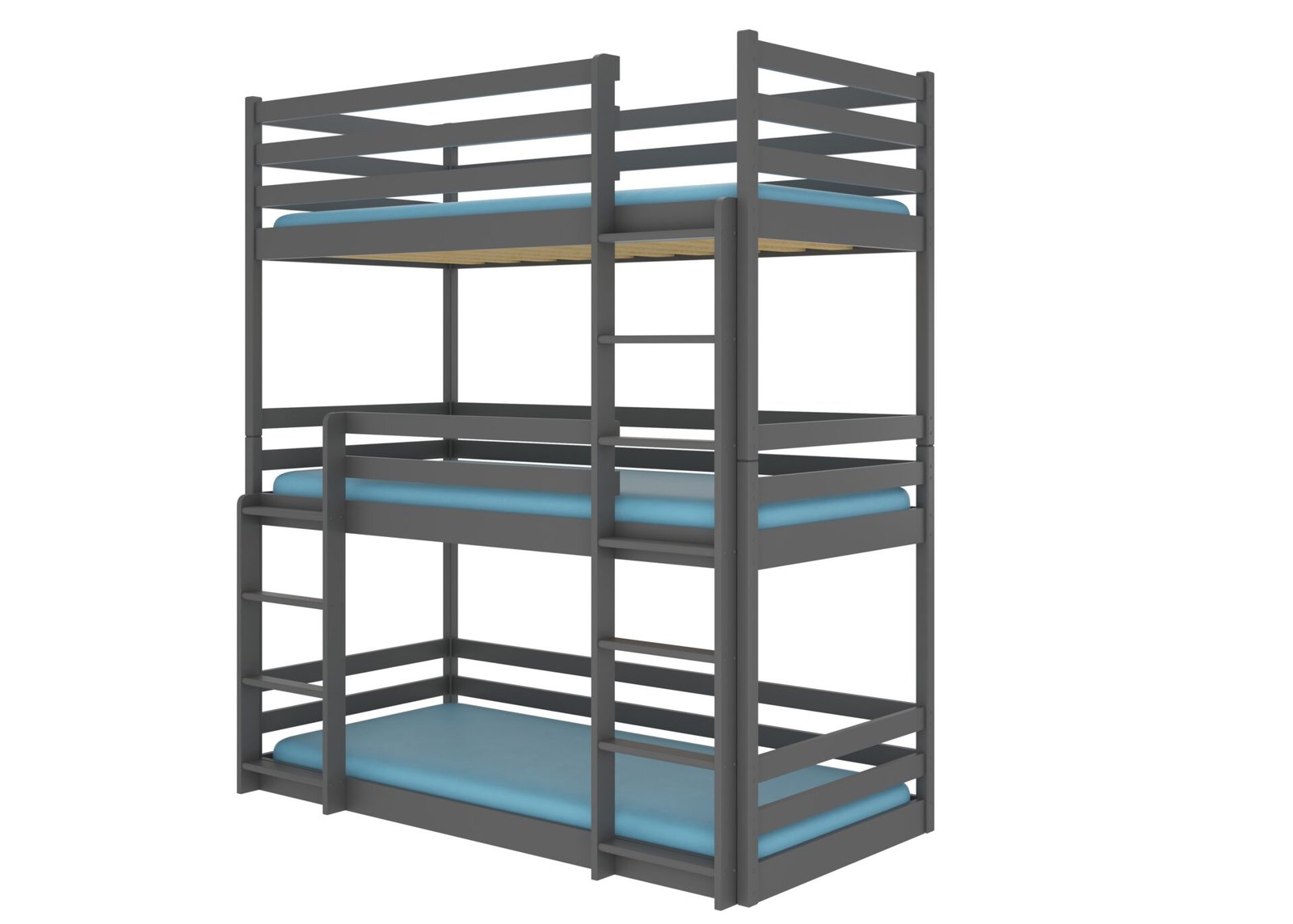 TEDRO triple bunk bed 200x90 graphite color ADRK