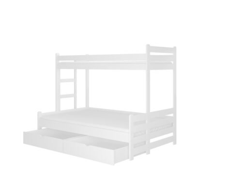 Triple bunk bed with BENITO 200×80 mattresses, white, ADRK