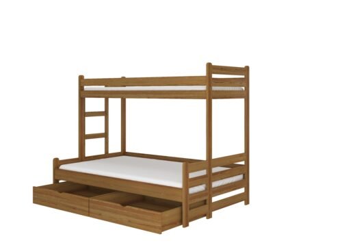 Triple bunk bed with BENITO 200×80 mattresses, oak ADRK