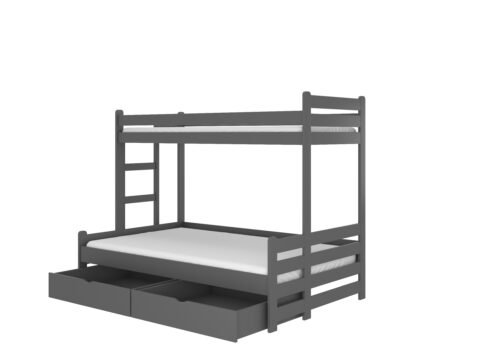 Triple bunk bed with BENITO 200×90 graphite ADRK mattresses