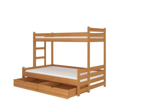 Triple bunk bed with BENITO 200×90 alder ADRK mattresses