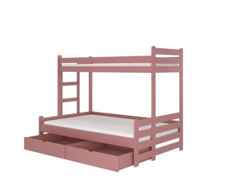 Triple bunk bed with BENITO 200×90 mattresses, pine ADRK