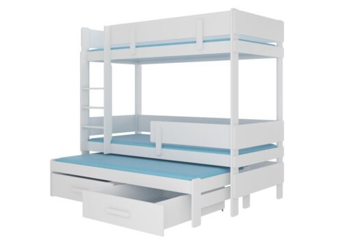 Triple bunk bed with ETAPO 200×90 mattresses, white, ADRK
