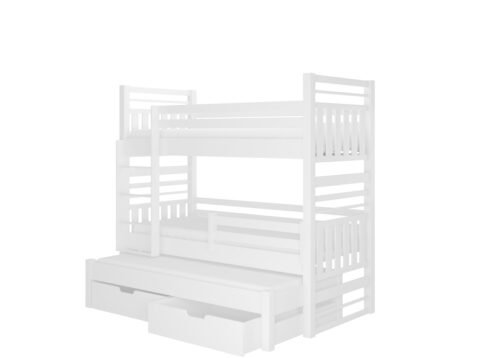 Triple bunk bed with HIPPO mattresses 180×80 white ADRK