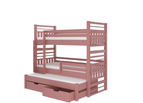 Triple bunk bed with HIPPO 180×80 mattresses, ADRK pine