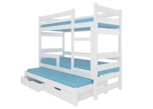Triple bunk bed with KARLO mattresses, white, ADRK