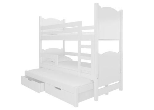 Triple bunk bed with LETICIA mattresses, white, ADRK