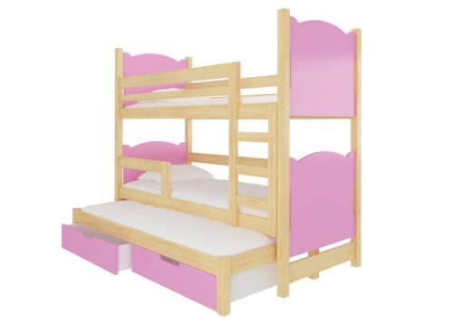 Triple bunk bed with LETICIA ADRK pine mattresses