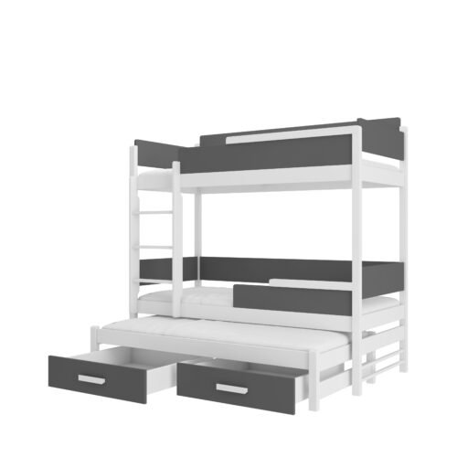 Triple bunk bed with QUEEN mattresses 180×80 white/anthracite ADRK