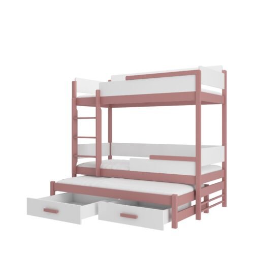 Triple bunk bed with QUEEN mattresses 180×80 pine/white ADRK