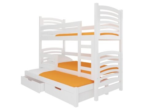 Triple bunk bed with SORIA mattresses, white, ADRK