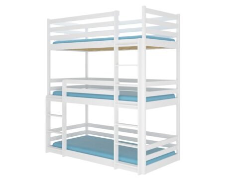 Triple bunk bed with TEDRO 200×90 mattresses, white, ADRK