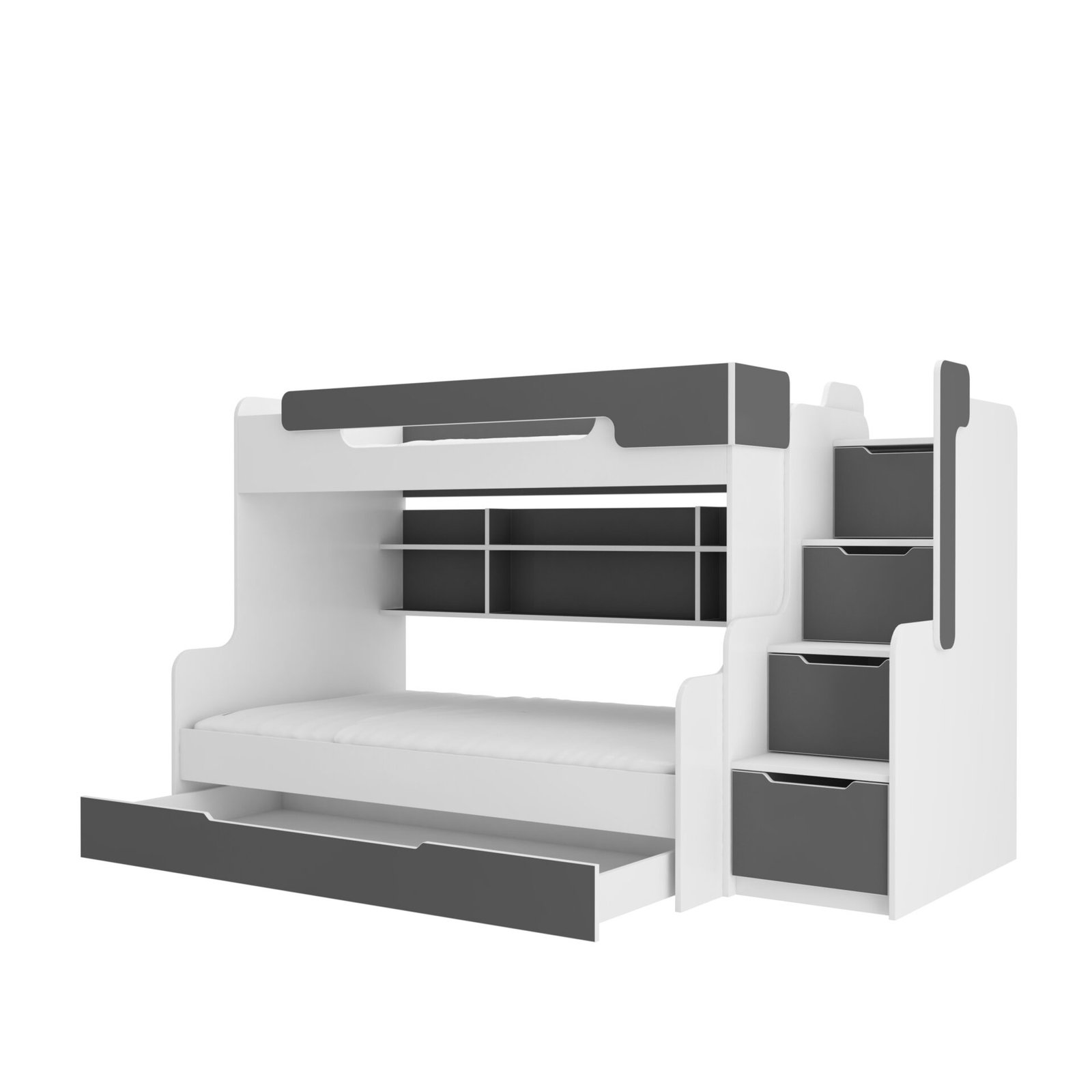HARELL bunk bed with stairs, white/gray, ADRK
