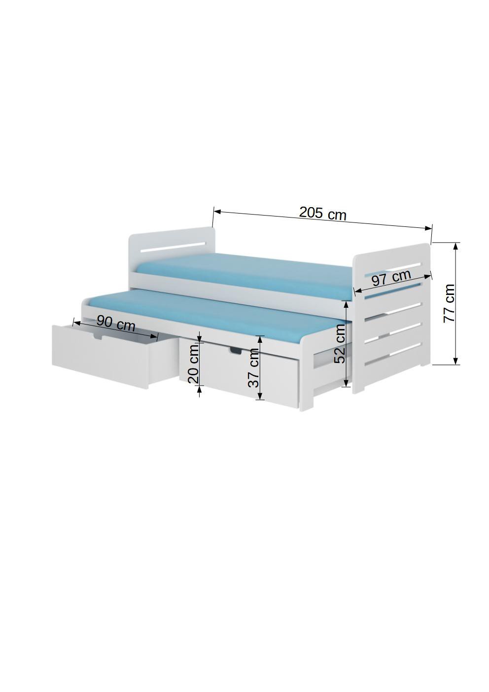 TOMI double bed 200x90 graphite color ADRK - Image 3