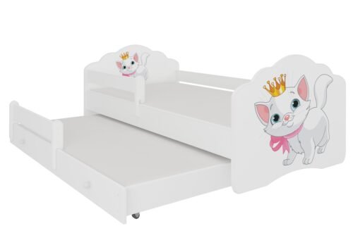 Double bed with cornice and mattresses CASIMO II CAT 160×80 white ADRK