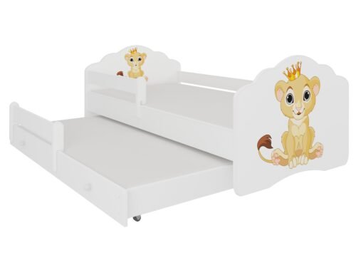Double bed with cornice and mattresses CASIMO II LIU 160×80 white ADRK