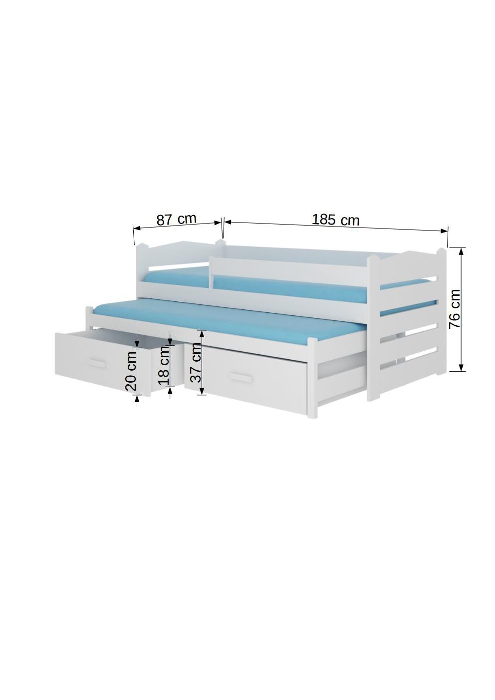 Double bed with cornice and mattresses TIARRO 180x80 white/Artisan ADRK - Image 3