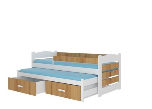 TIARRO 180×80 double bed with rail, white/Artisan ADRK