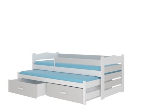 TIARRO double bed with railing 200×90 white/gray ADRK