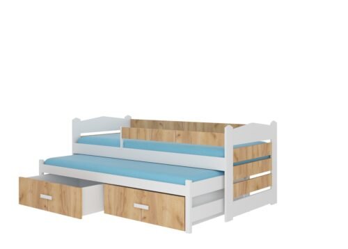TIARRO double bed with cornice 200×90 white/golden oak ADRK
