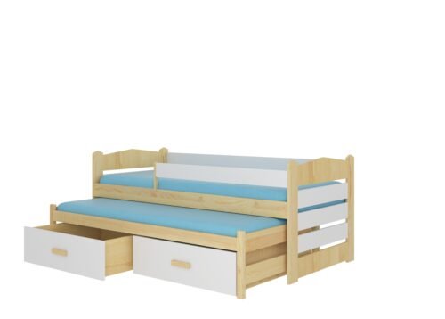 Double bed with cornice TIARRO 200×90 Natural pine/white ADRK