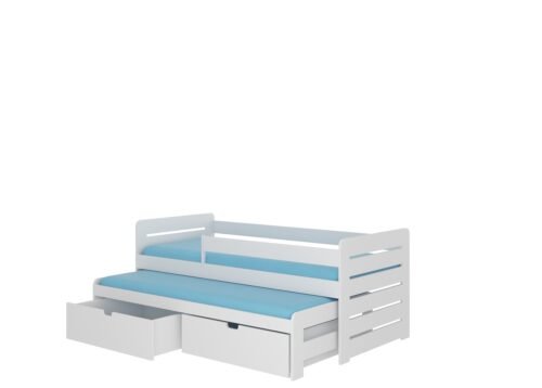 TOMI 180×80 double bed with railing, white, ADRK