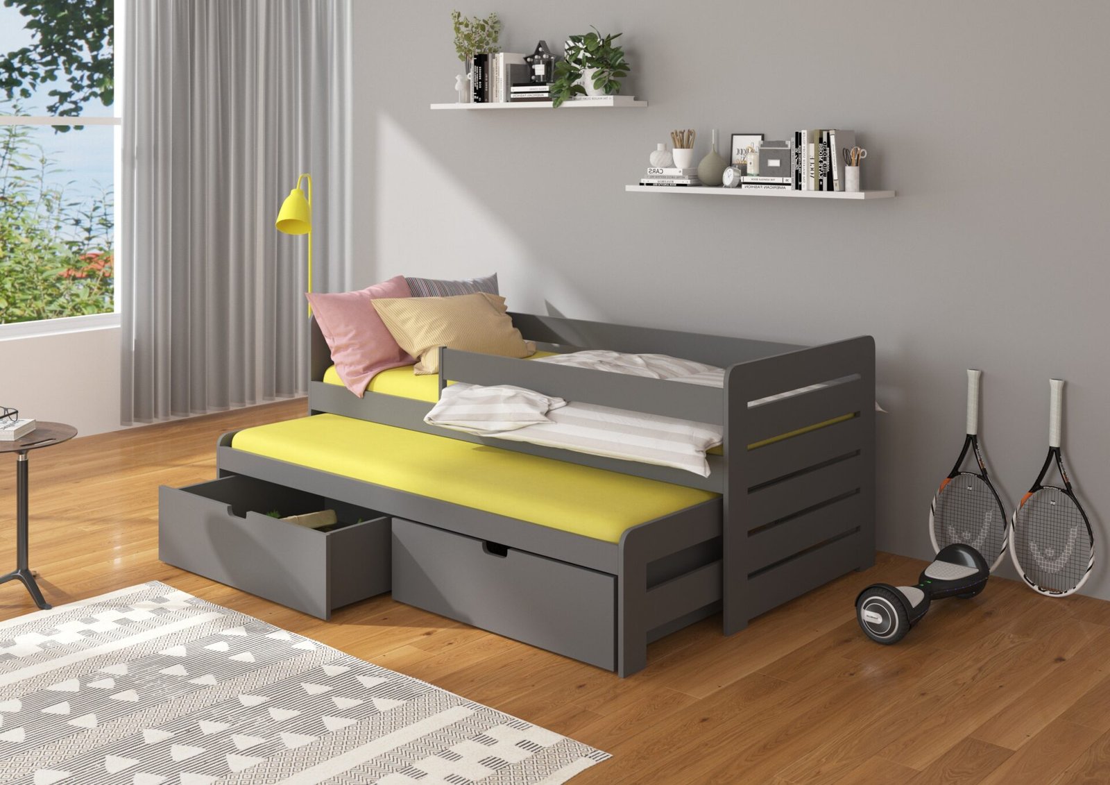 TOMI 180x80 graphite color ADRK double bed with cornice - Image 2