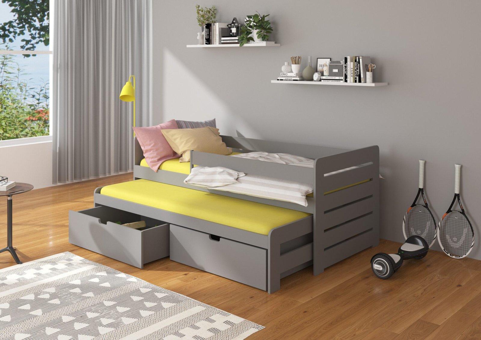 TOMI 180x80 gray ADRK double bed with rail - Image 2