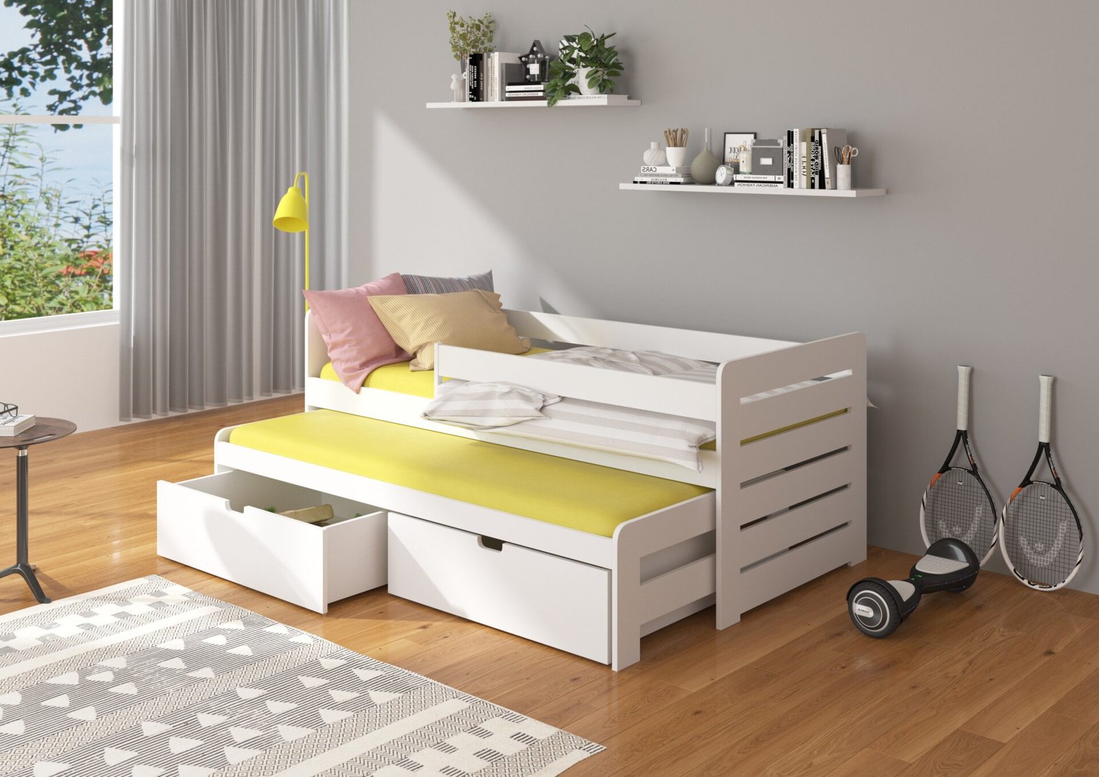 TOMI double bed with cornice 200x90 white ADRK - Image 2
