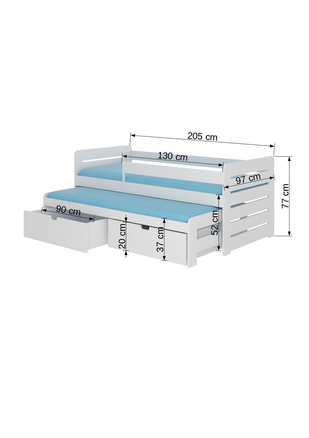 TOMI double bed with cornice 200x90 white ADRK - Image 3