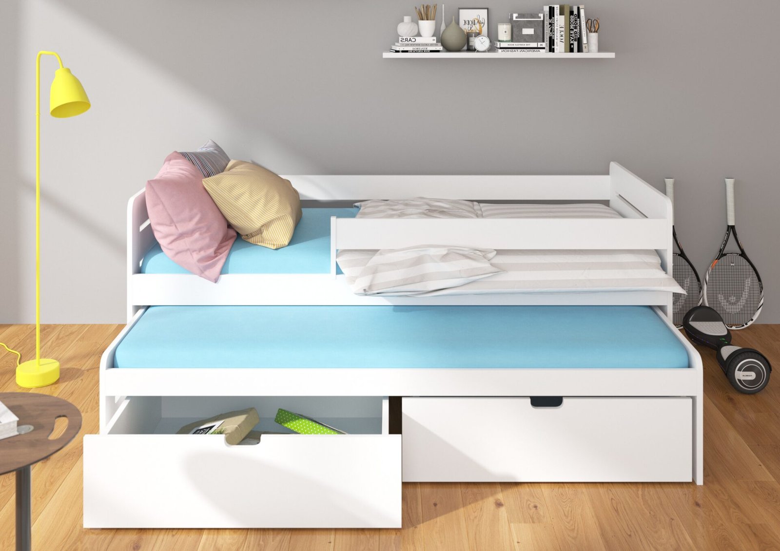 TOMI double bed with cornice 200x90 pine ADRK - Image 4