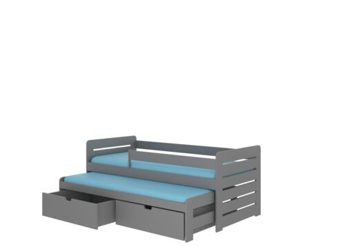 TOMI double bed with cornice 200×90 gray ADRK