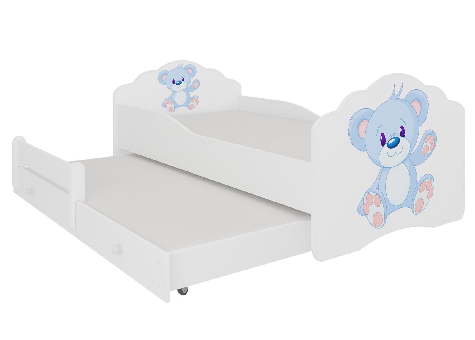 Double bed with mattresses CASIMO II BLUE BEAR 160x80 white ADRK
