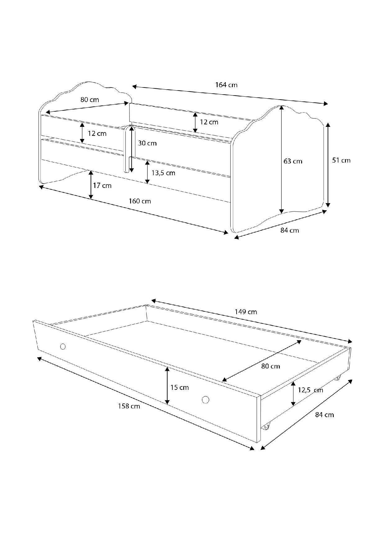 Double bed with mattresses CASIMO II CAT 160x80 white ADRK - Image 3