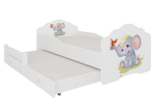 Double bed with mattresses CASIMO II ELEPHANT 160×80 white ADRK