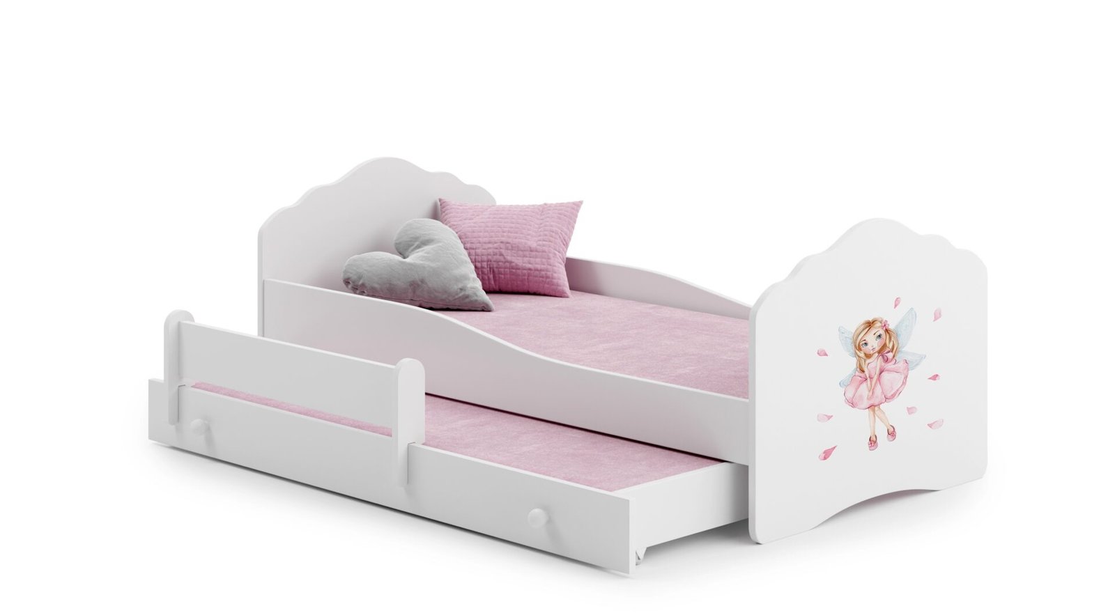 Double bed with mattresses CASIMO II GIRL WITH WINGS 160x80 White ADRK