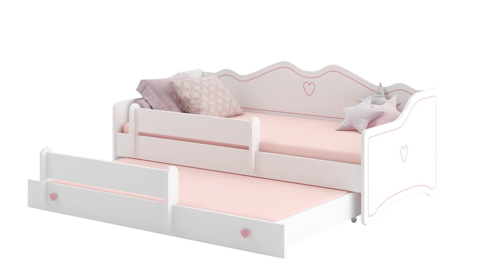 Double bed with mattresses EMKA II Pink 160x80 White/Pine ADRK - Image 2
