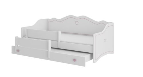 Double bed with mattresses EMKA II Pink 160×80 White/Pine ADRK