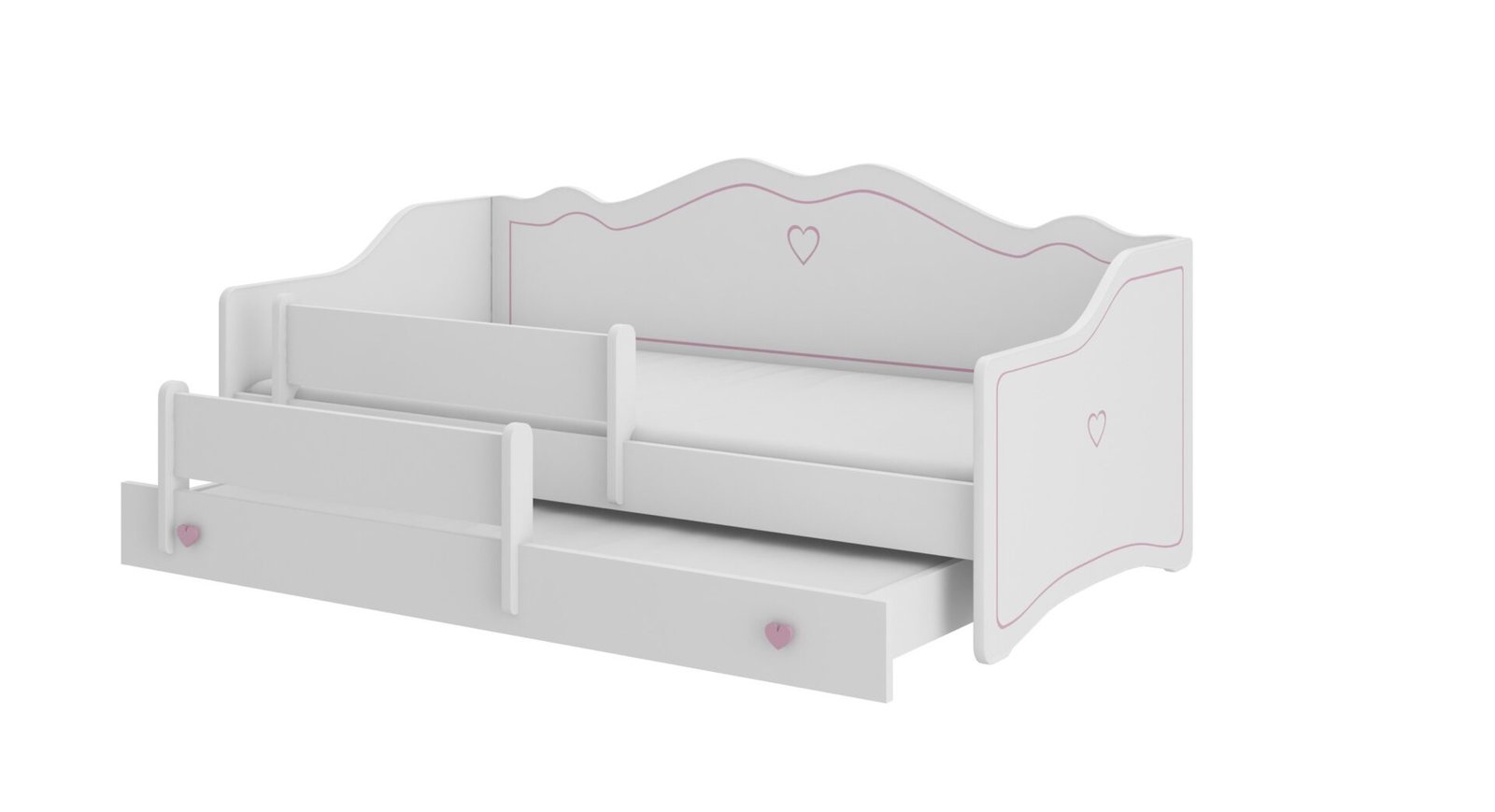 Double bed with mattresses EMKA II Pink 160x80 White/Pine ADRK