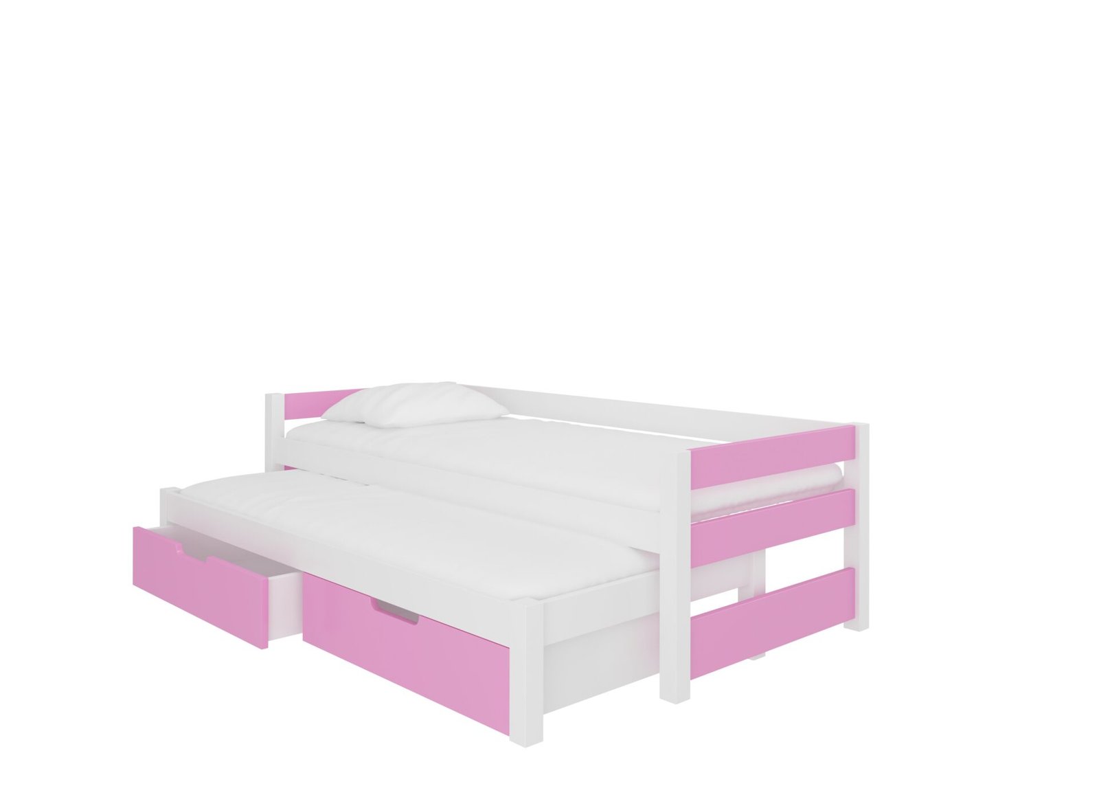 Double bed with FRAGA mattresses, white/ADRK pine