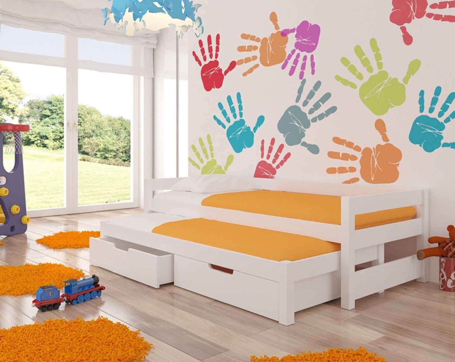 Double bed with FRAGA mattresses, white, ADRK - Image 2