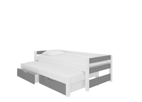 Double bed with FRAGA mattresses, white/gray, ADRK