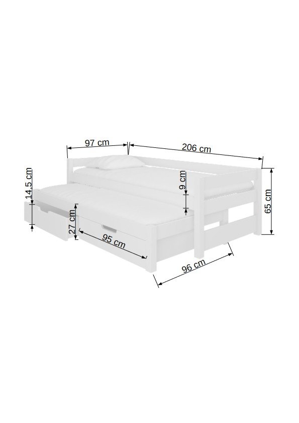 Double bed with FRAGA mattresses, white, ADRK - Image 3