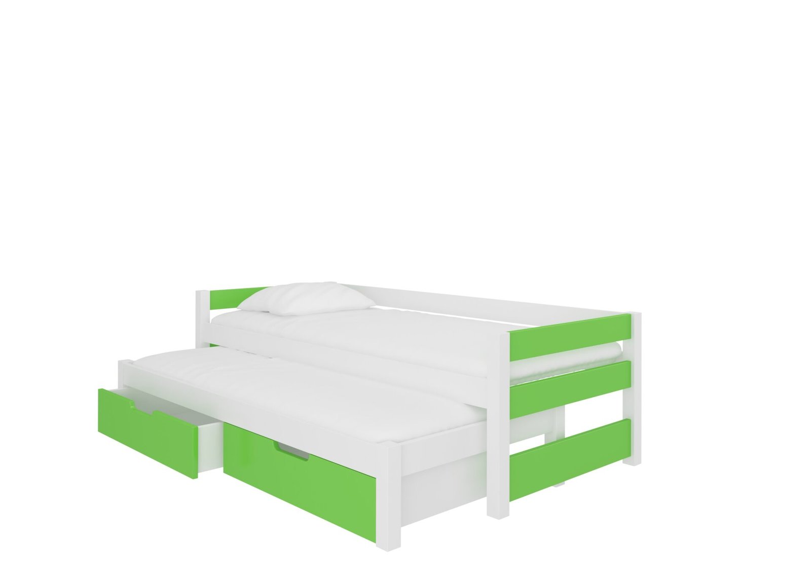 Double bed with FRAGA mattresses, white/green, ADRK