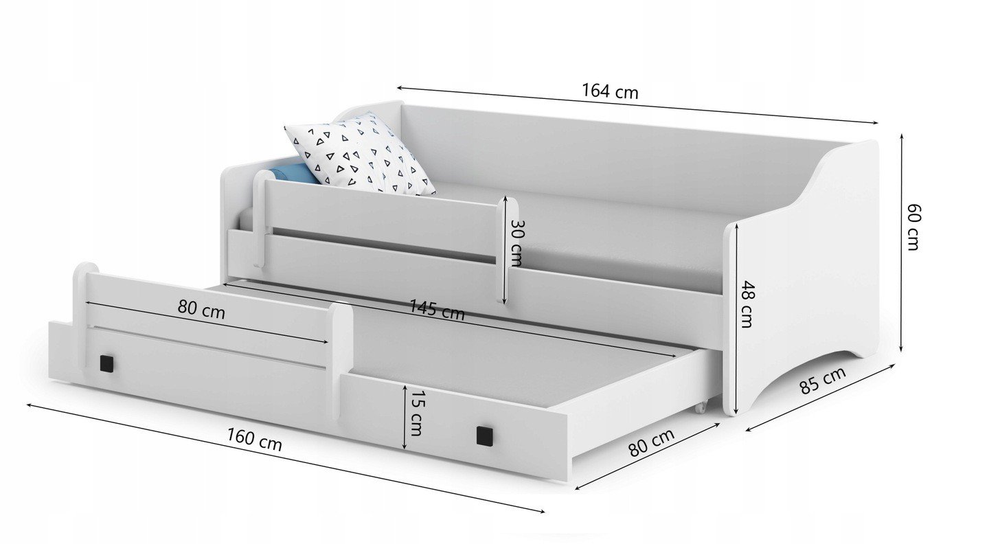 Double bed with mattresses NAOMI II 160x80 white ADRK - Image 3
