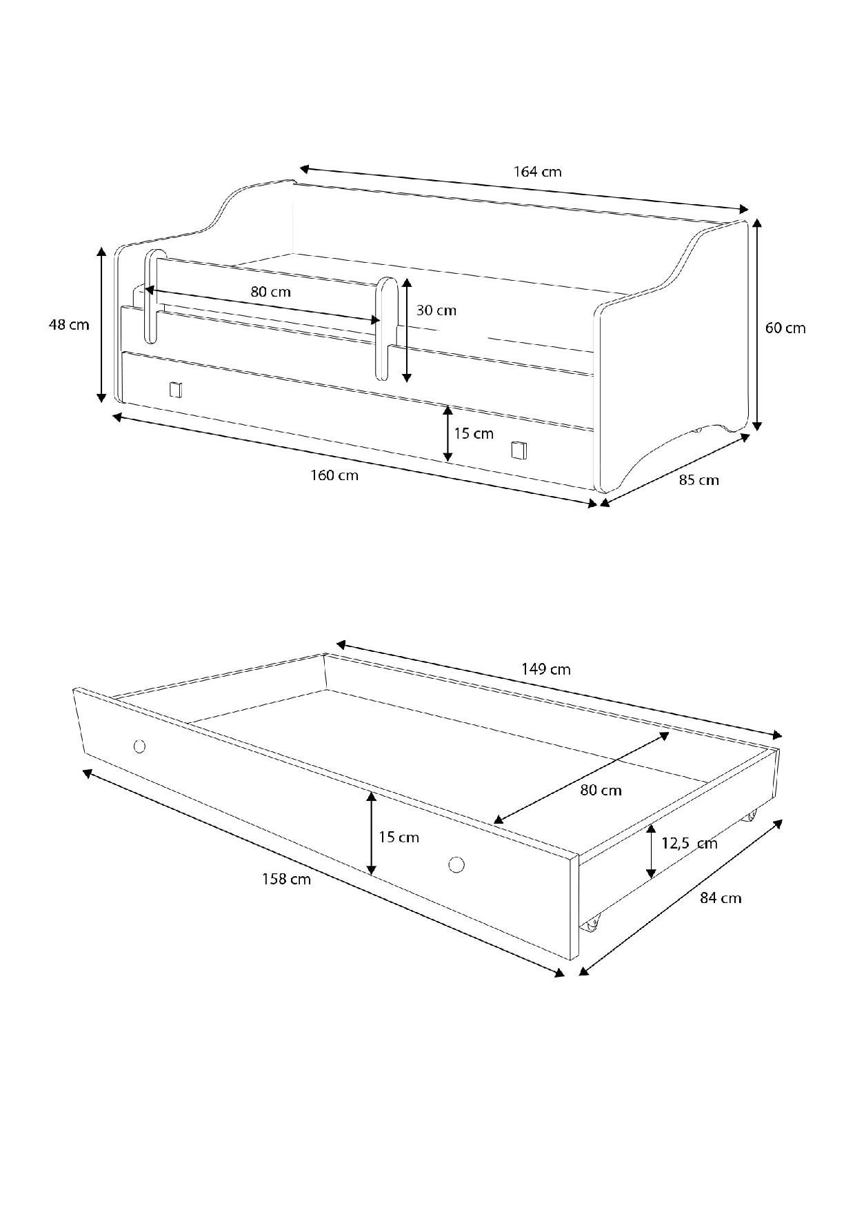 Double bed with mattresses NAOMI II 160x80 white ADRK - Image 4