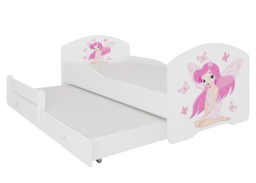 Double bed with mattresses PEPE II GIRL WITH WINGS 160×80 White ADRK